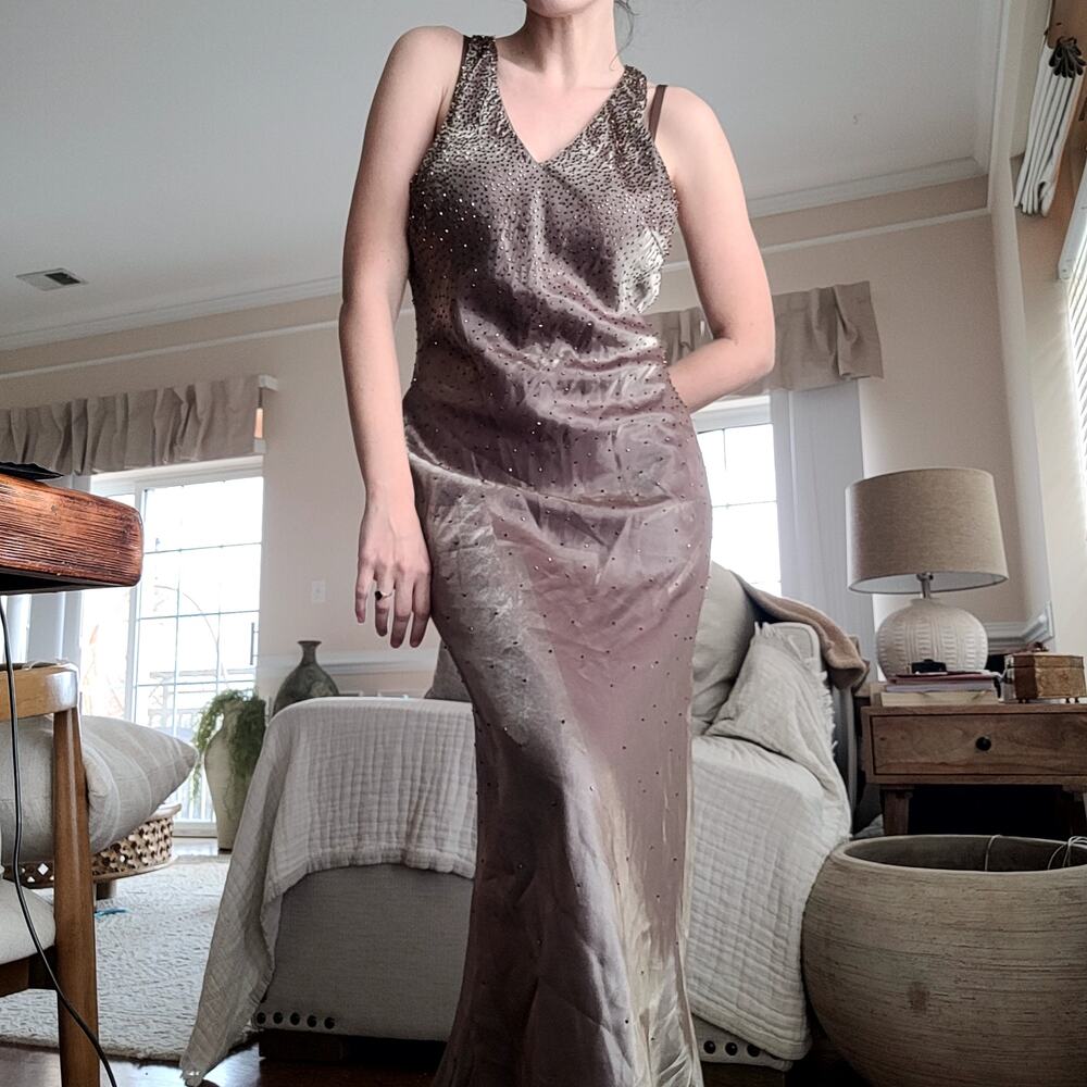 Stunning Beaded Brown Gown Pinky and Me Sz 10